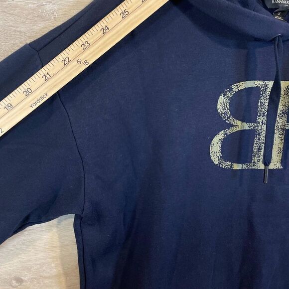 Banana Republic Mens Hoodie Blue Sz Small Preppy Logo Gorpcore Outdoor Pullover - Picture 3 of 8